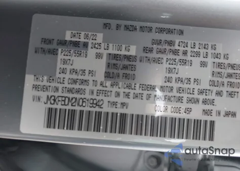 2022 Mazda Cx-5 2.5 S Premium z USA, uszkodzony, nr VIN JM3KFBDM2N0619942